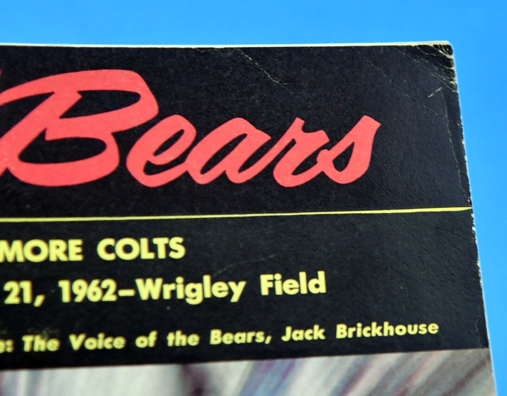 1962 Chicago Bears Program. Mike Ditka. Jonny Unitas Baltimore Colts. NFL.
