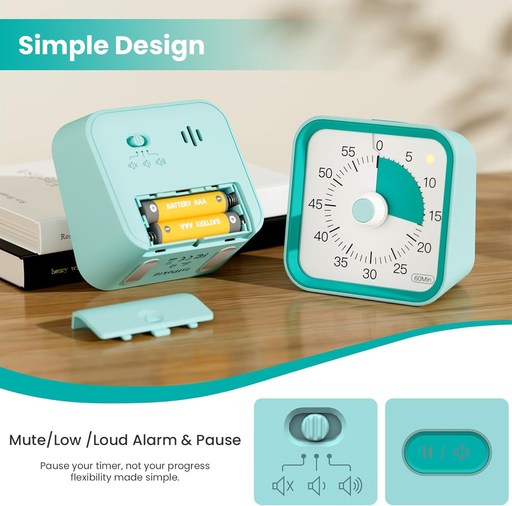 Visual Timer for Kids with Pause Function, 60 Minute Countdown Timer for Kids De
