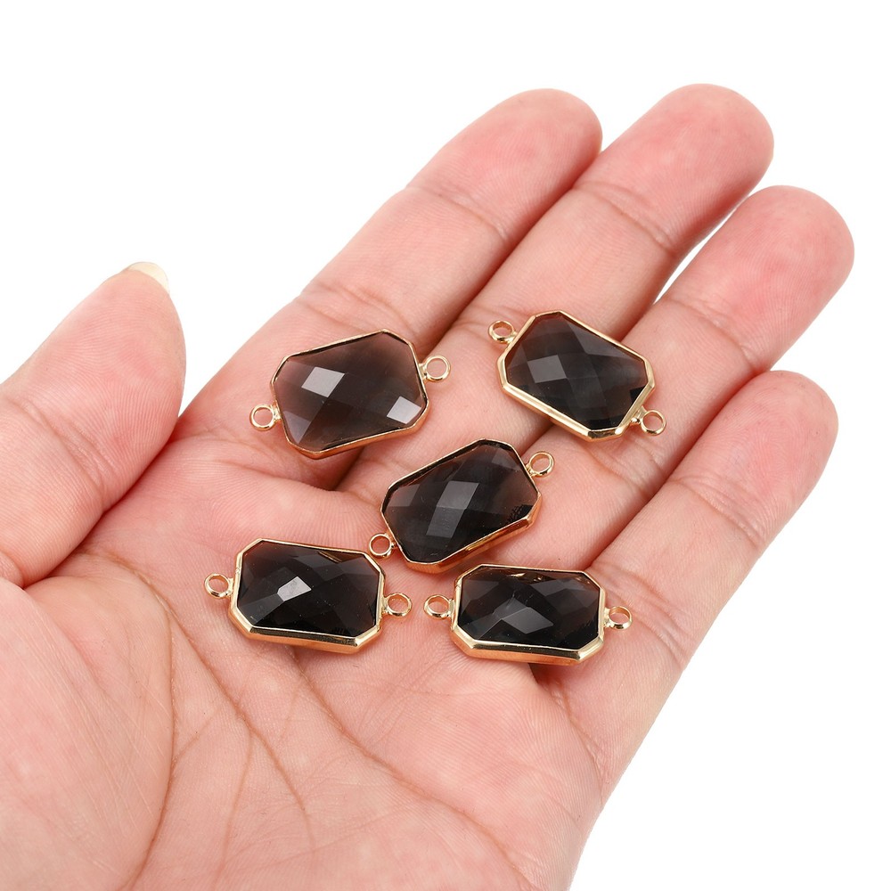 Birthstone Connector Link, 5Pcs Diamond Links Rectangle, Gray