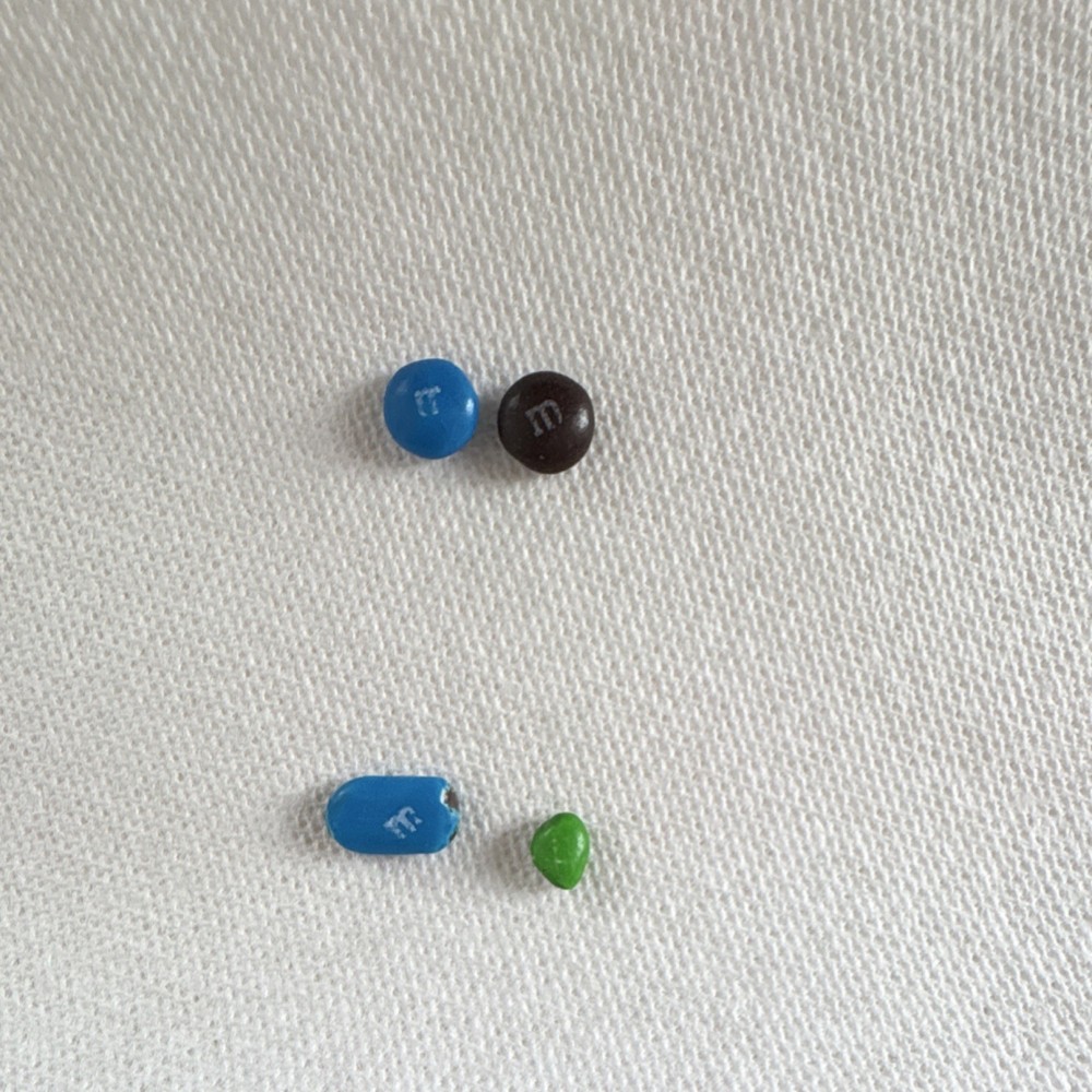 Irregular Shaped Blue And Green M&Ms