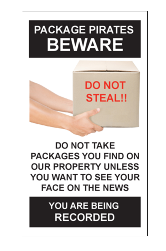 Package Parcel Thief Warning Stickers / 6 Pack + FREE Shipping