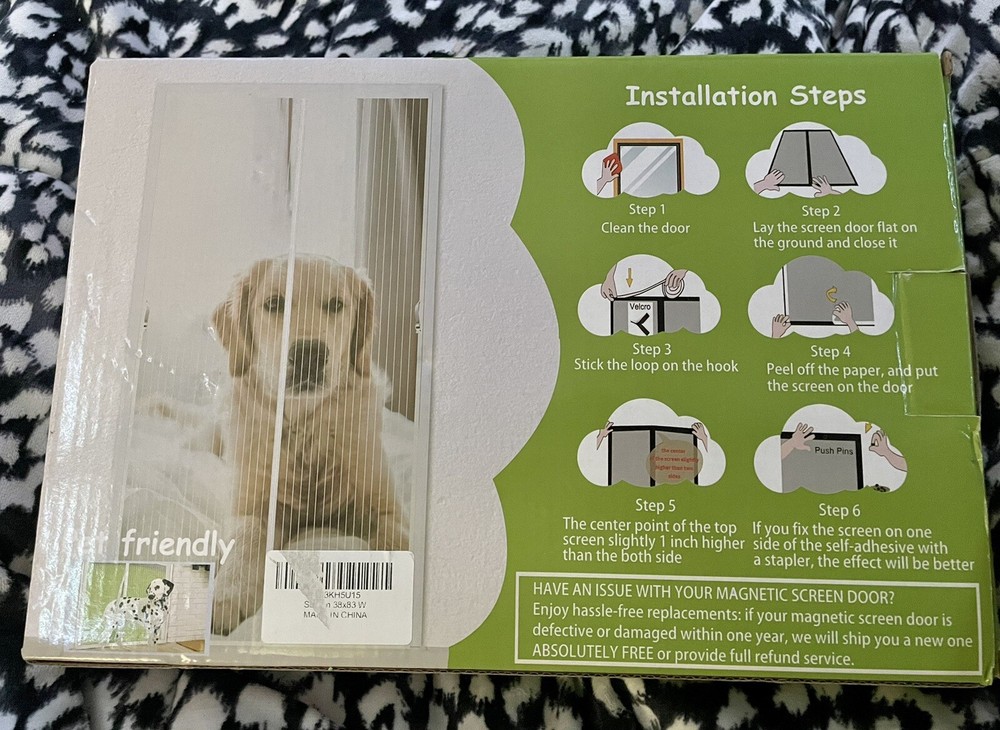 White Magnetic Mesh Screen Door, Safe For Pets