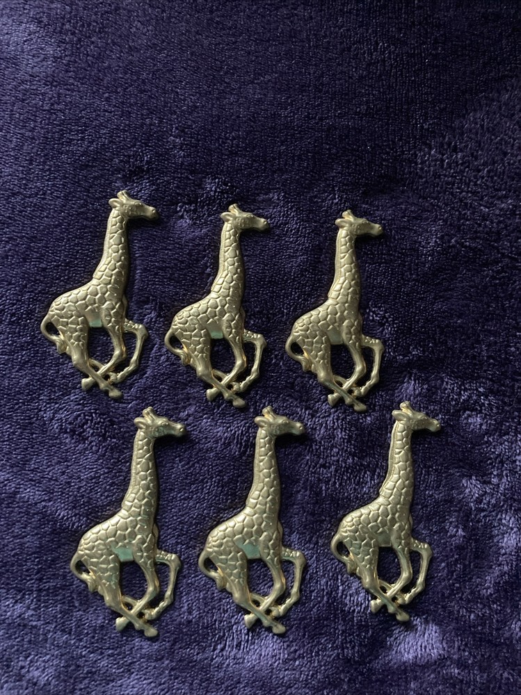6 Brass Giraffe Embellishment Stampings 3”