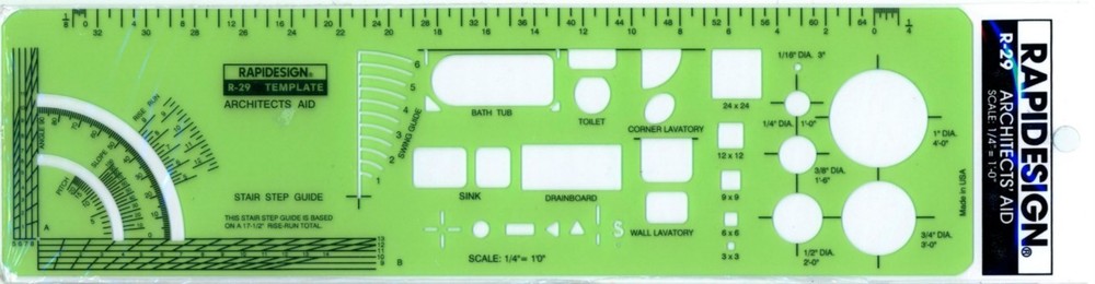 Berol Rapidesign Template - Architects Aid 1/4" Scale - R-29