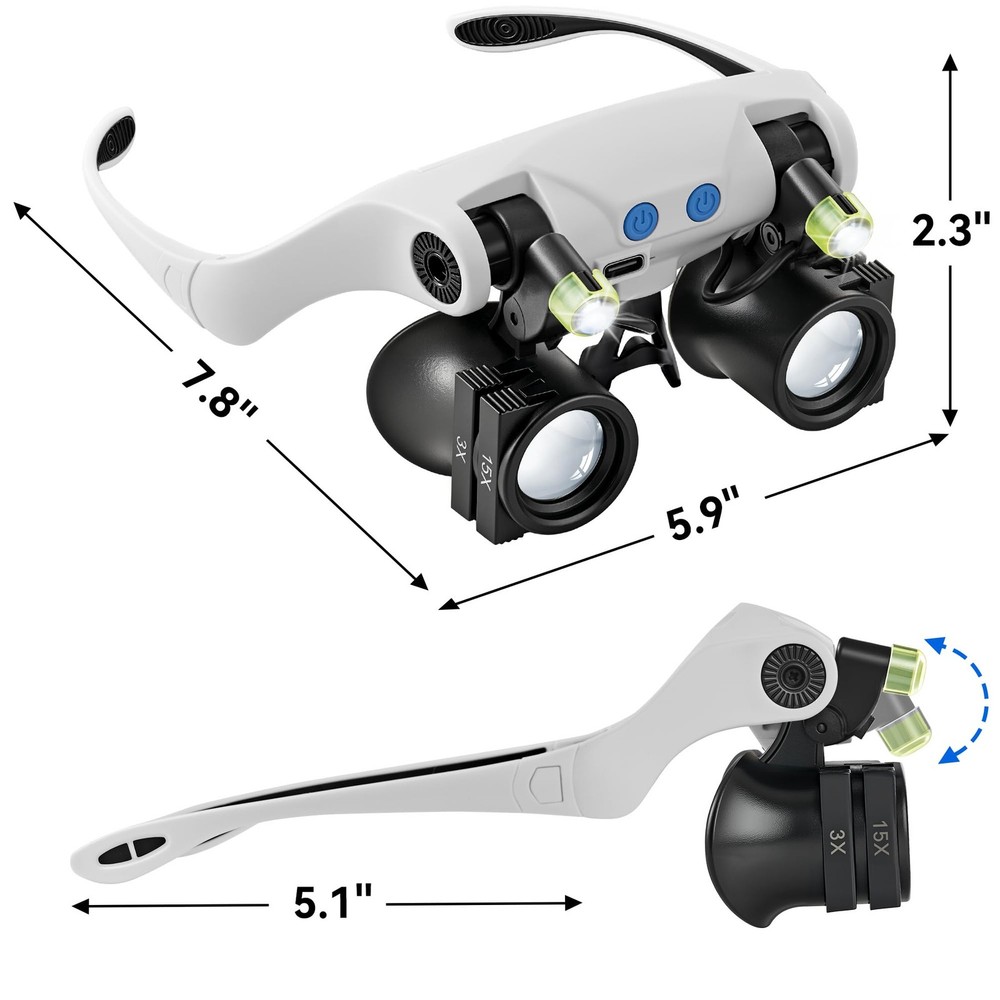 Magnifying Glasses with LED Light, Hands Free Magnifier with 14 Interchangeab...