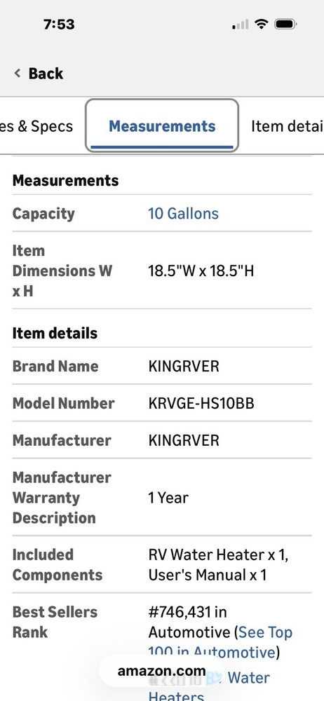 Kingrver 10 Gallon Hot Water Heater.