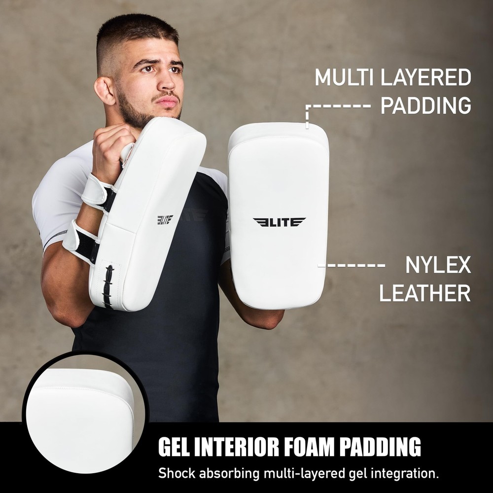 Elite Sports Muay Thai Kickboxing Training Pad for Solid White