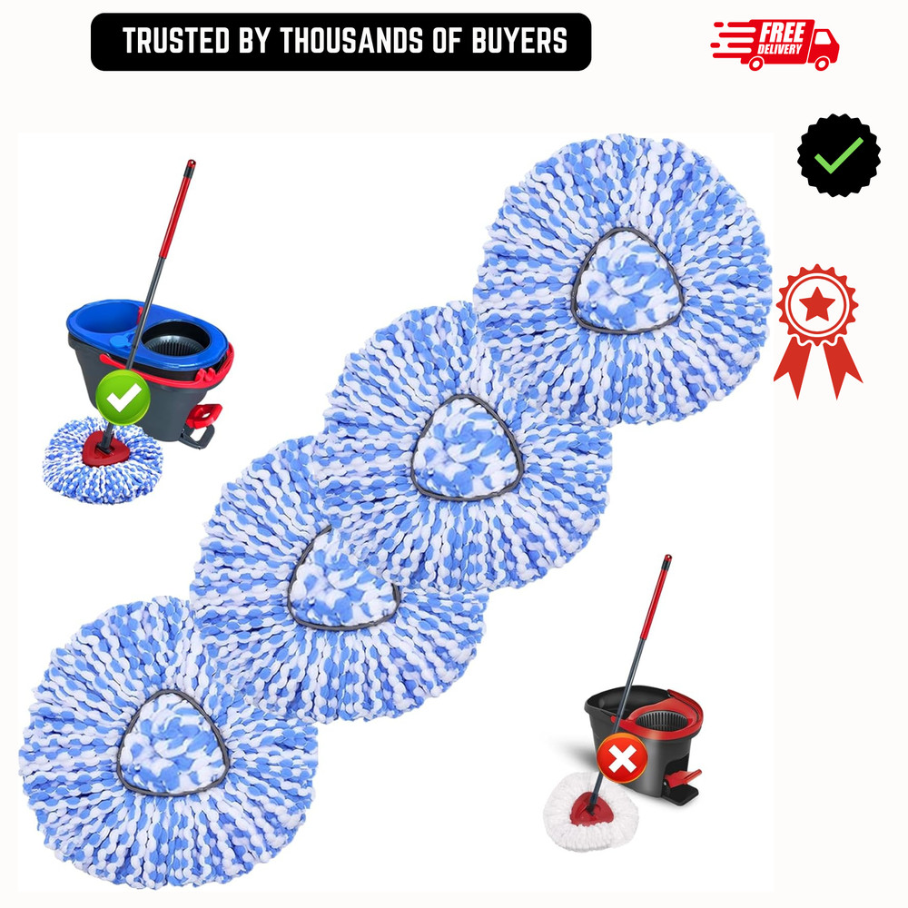 4 Pack Spin Mop Replacement Heads for O-Cedar RinseClean 2 Tank Microfiber Refil