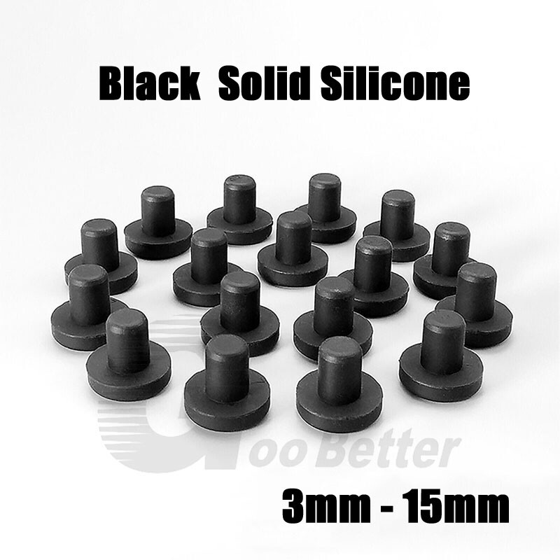 Black Solid Silicone Round Plug Blanking End Cap Stopper Pipe Seal Plug 3~15mm