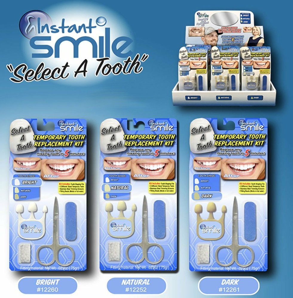 3 Pack Set Instant Smile All Shades Temporary Teeth Replacement Kit