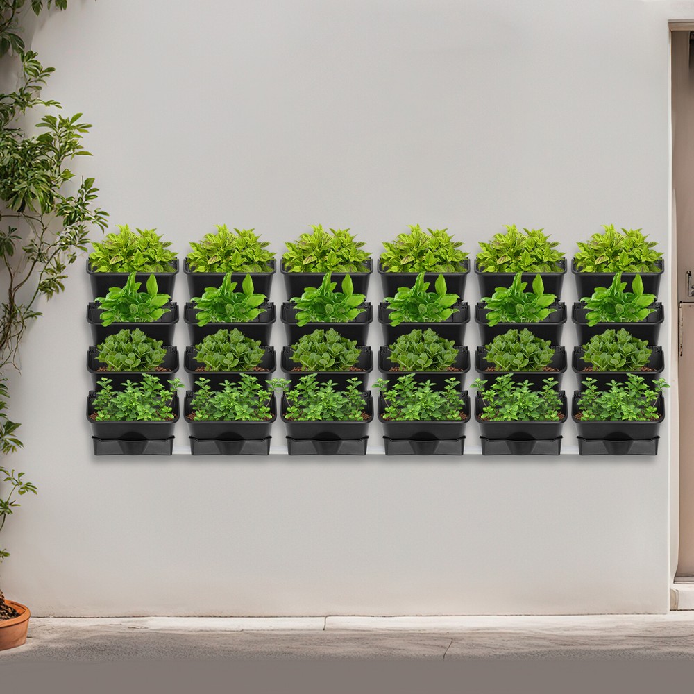 24pcs Vertical Green Wall Hanging Drip Irrigation System Plastic Flower Pots