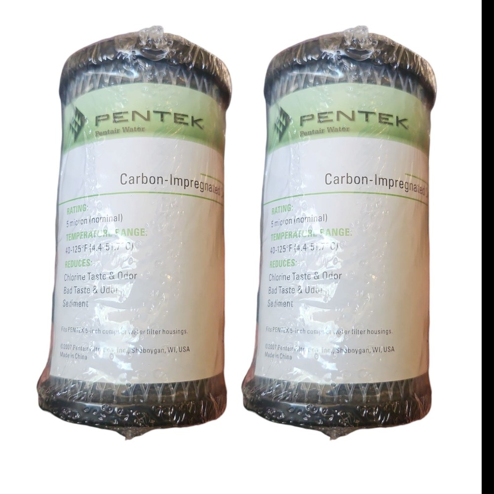 2 Pack Pentek C2 5 Micron Compact 5 Inch Undersink Carbon Water Filter