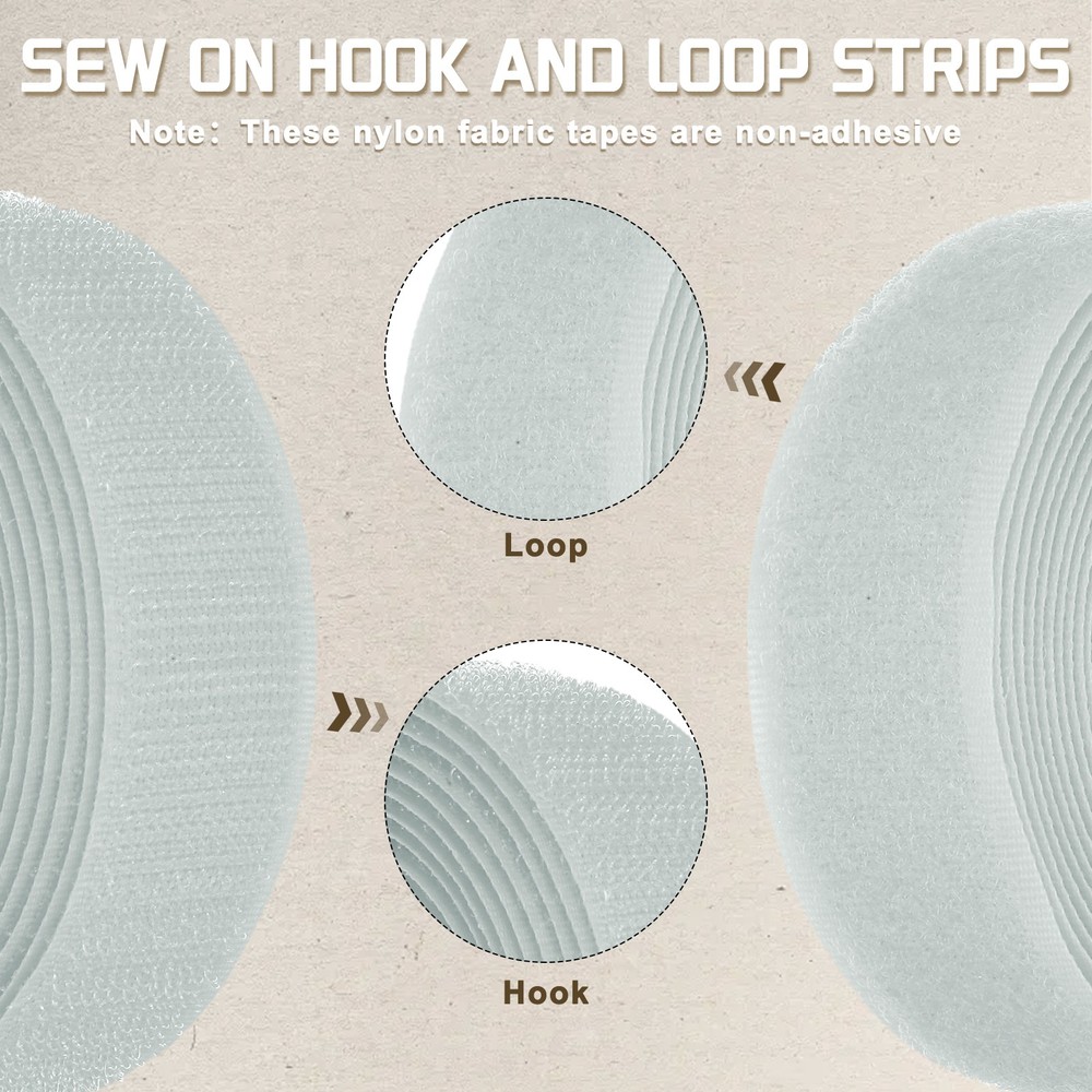 1.5 Yard 3/4 Inch(20mm) Width Sew on Hook and Loop Strips, Light Gray