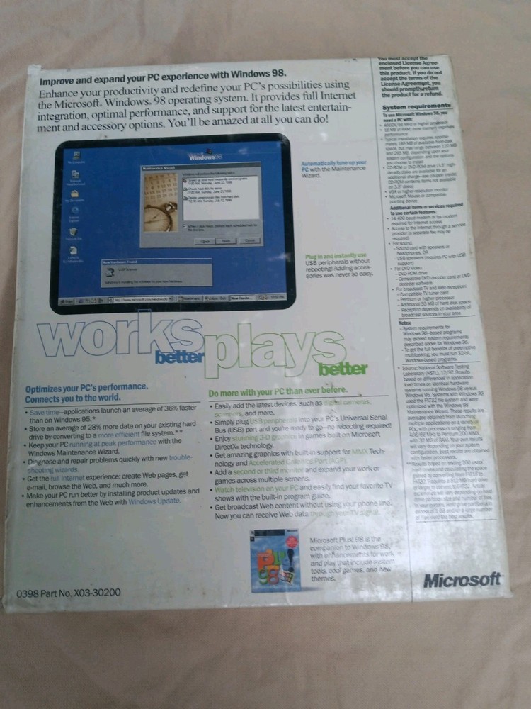 Microsoft Windows 98 Upgrade CD-ROM Operating System English SEALED