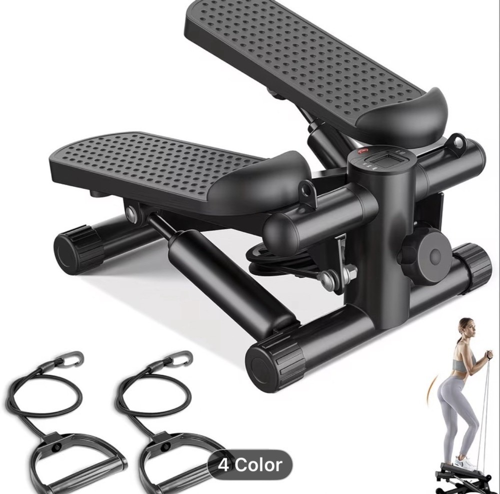 Mini Exercise Stepper with Resistance Bands - Compact Stair Stepper Machine