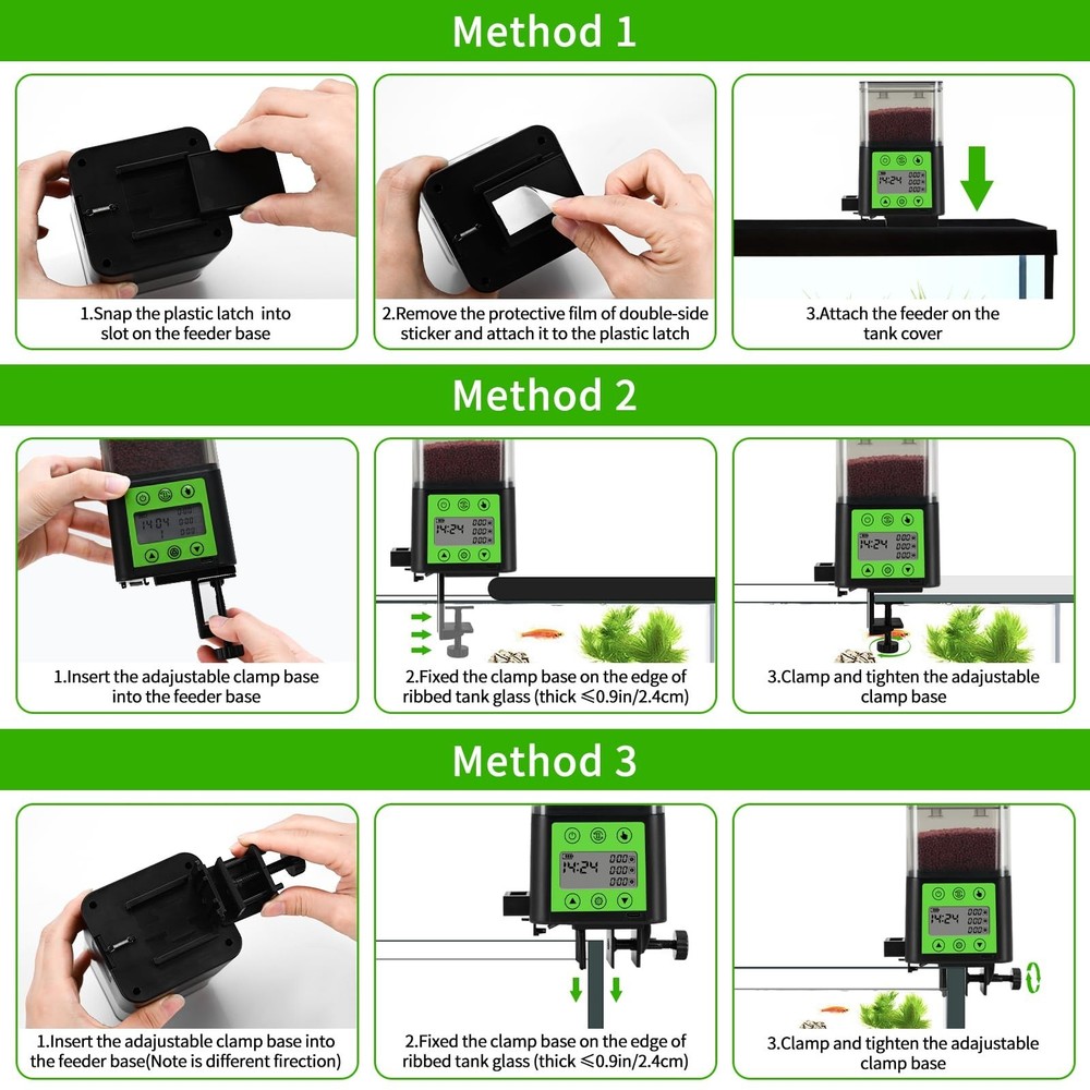 Automatic Fish Feeder for Aquarium with Timer, LCD Display 320ML Large Capaci...