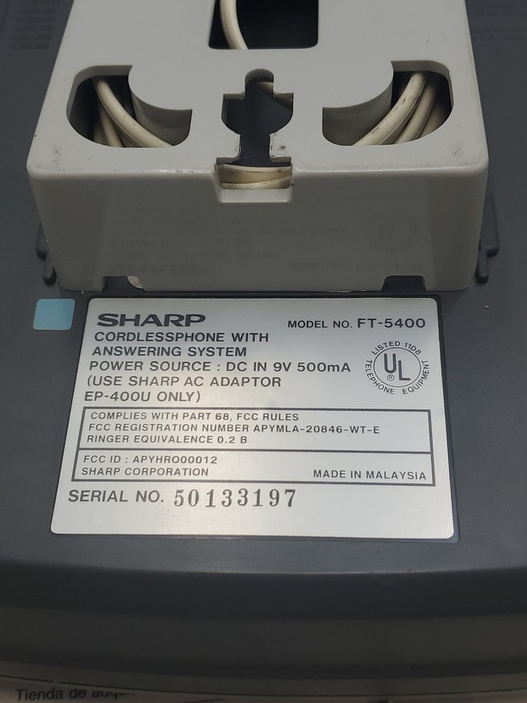 SHARP Integrated Cordless Answering System, FT5400 Gray