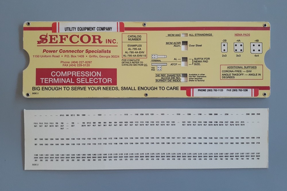 Vintage Paperboard SEFCOR COMPRESSION TERMINAL SELECTOR -Electrical Engineering