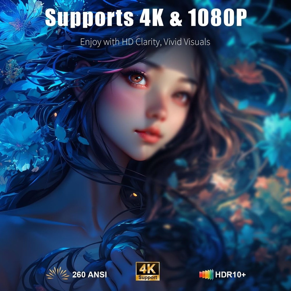 [Smart Projector with Apps] 4K Supported Mini Projector with Wifi and Bluetoo...