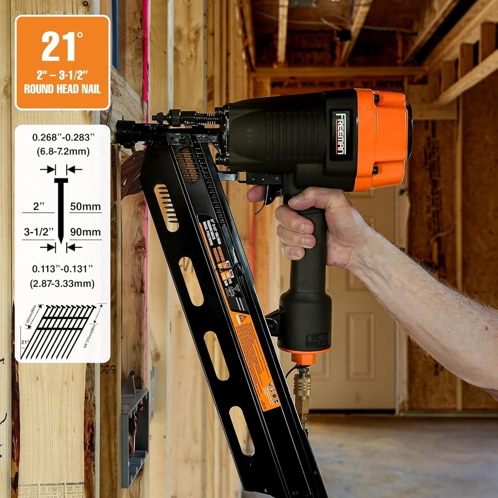 Full Round Head Nailer | Dual Mode Trigger, Depth Adjust