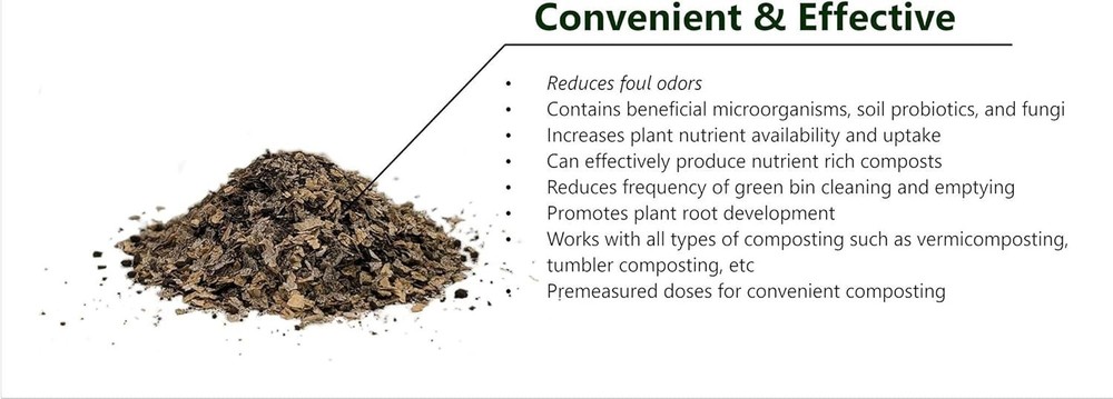 Natural Compost Starter & Odor Control - 4 Packets for Efficient Composting