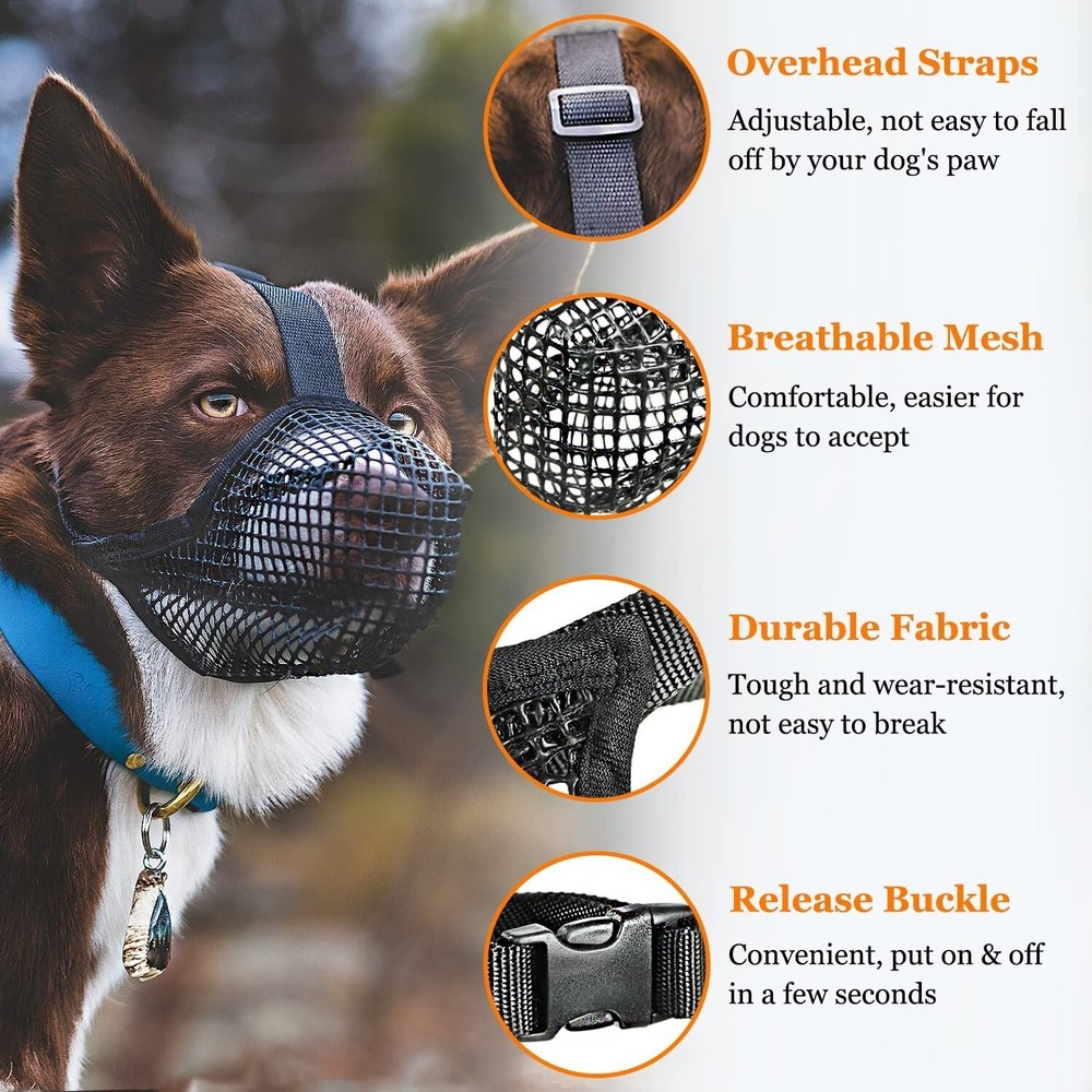 Mesh Dog Muzzle for Medium (M) Dogs Breathable Adjustable Allows Drinking