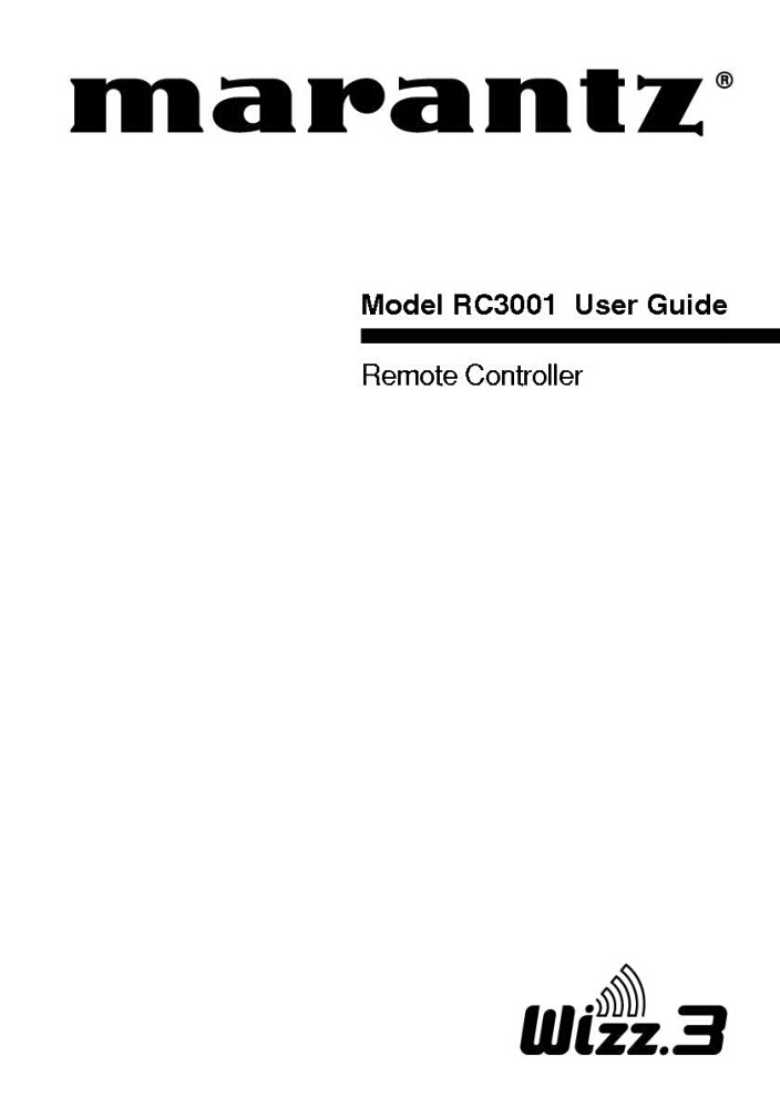 Marantz RC3001 Remote Control Owners Manual