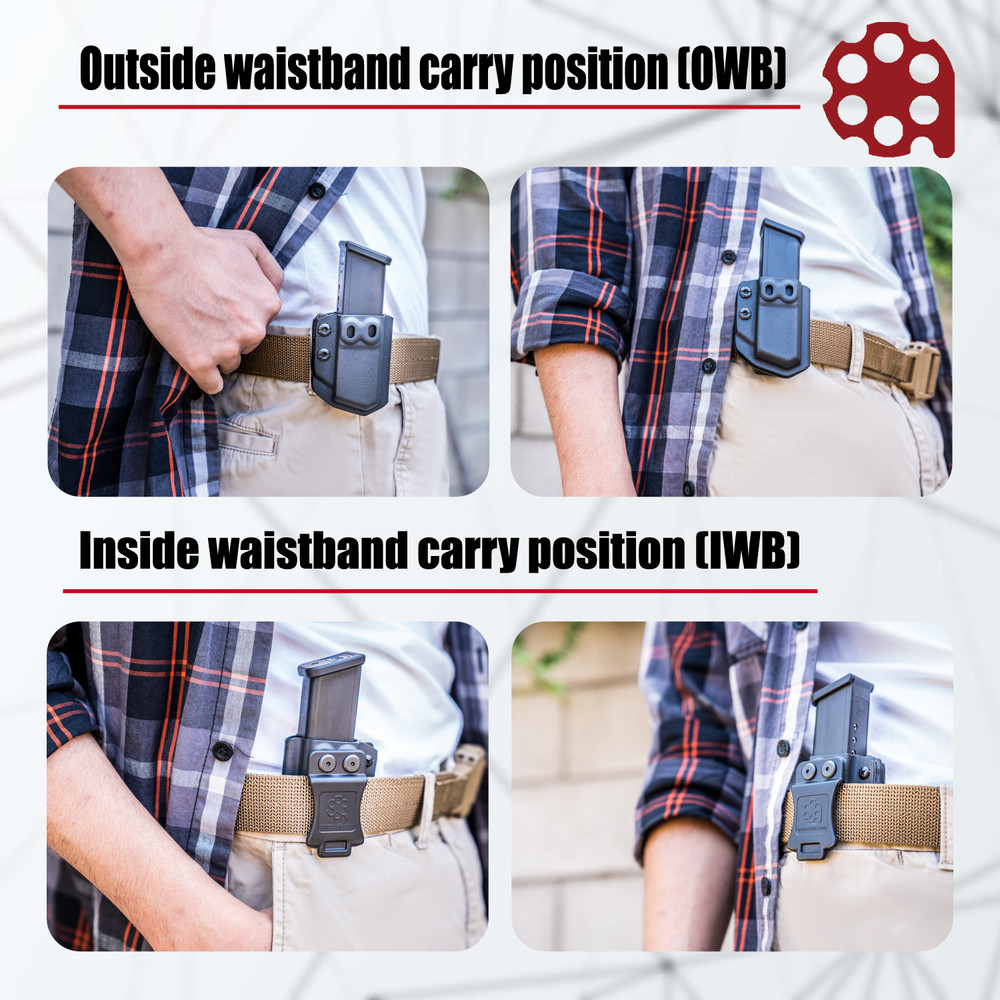 Amberide Universal IWB/OWB Magazine Holster | Mag Carrier Double/Single Stack