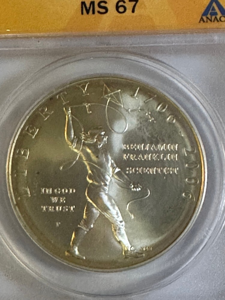 2006 P $1 Franklin Scientist (Silver) (Commemorative), ANACS MS67