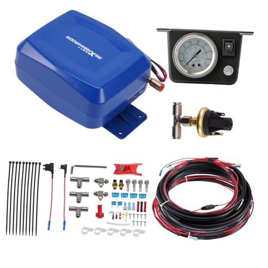 On Board Air Compressor System with Low Pressure Sensor Universal Air Bag Blue