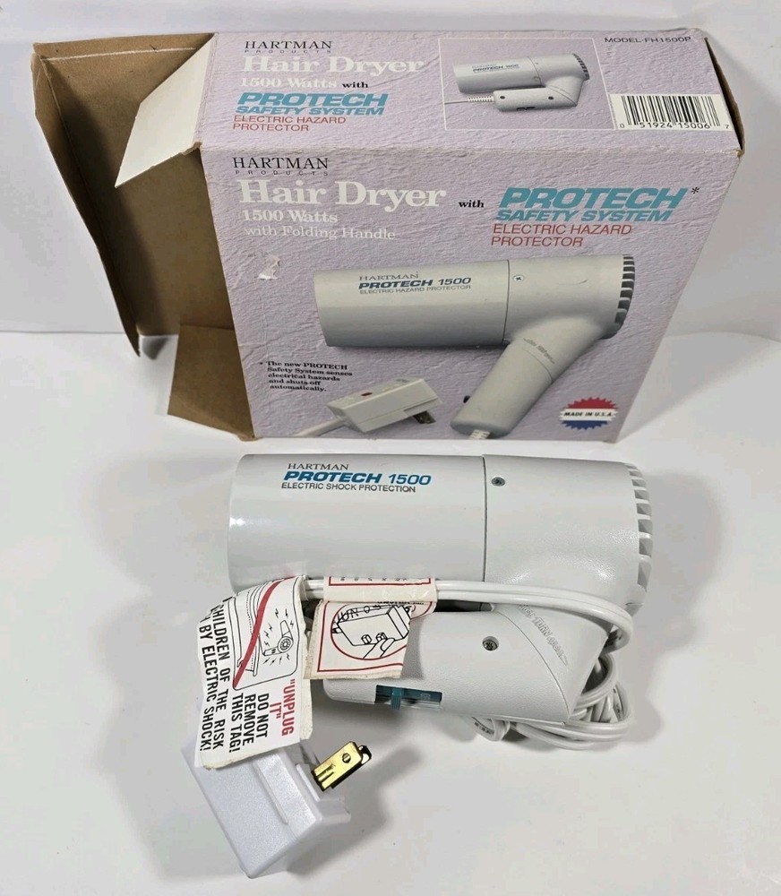 Hartman Protech 1500 Hair Dryer with Folding Handle & electric hazard protector