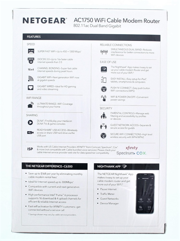 Netgear AC1750 WiFi Cable Modem Router