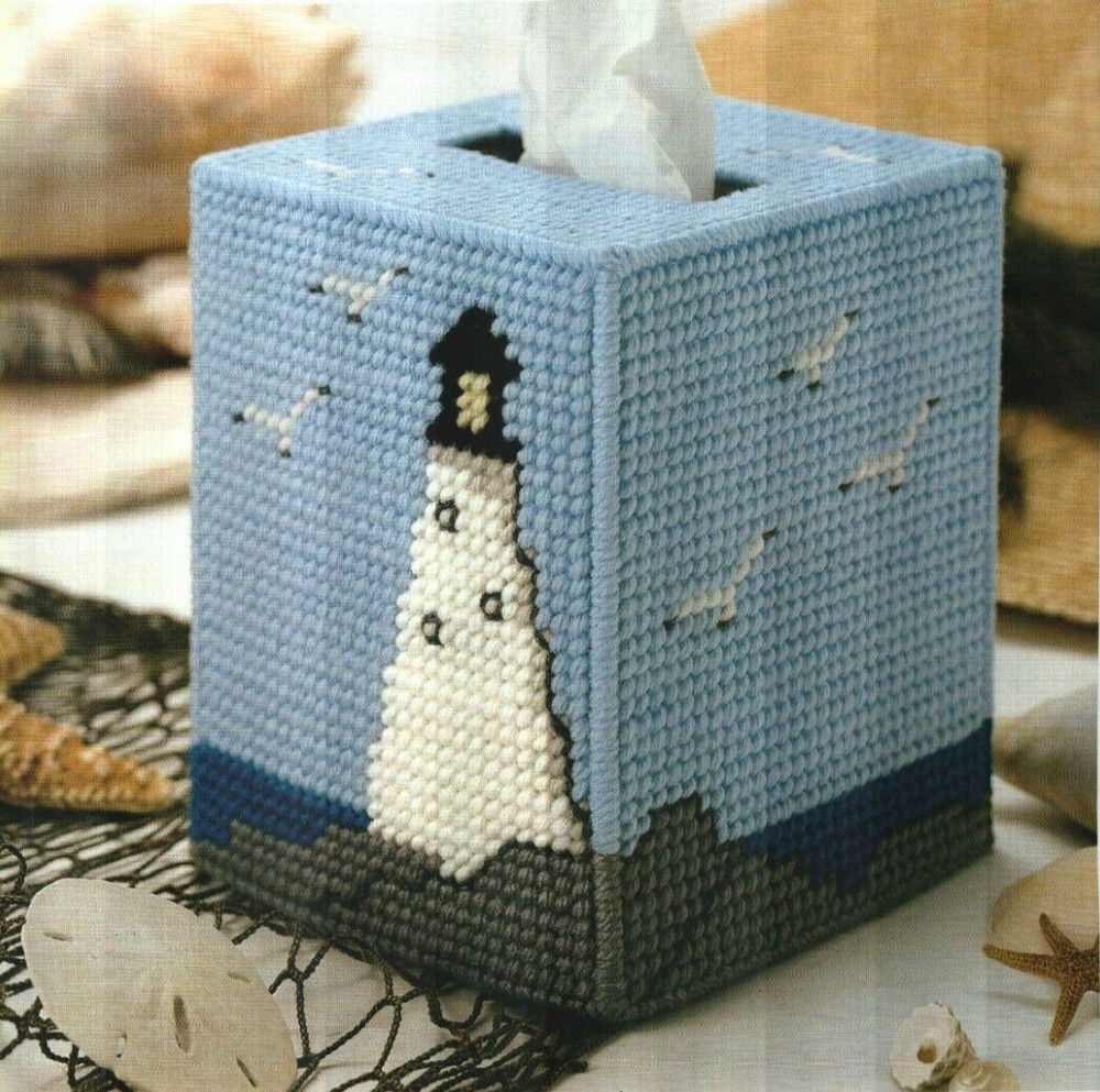 GUIDING LIGHT TISSUE COVER LIGHTHOUSE PLASTIC CANVAS PATTERN INSTRUCTIONS
