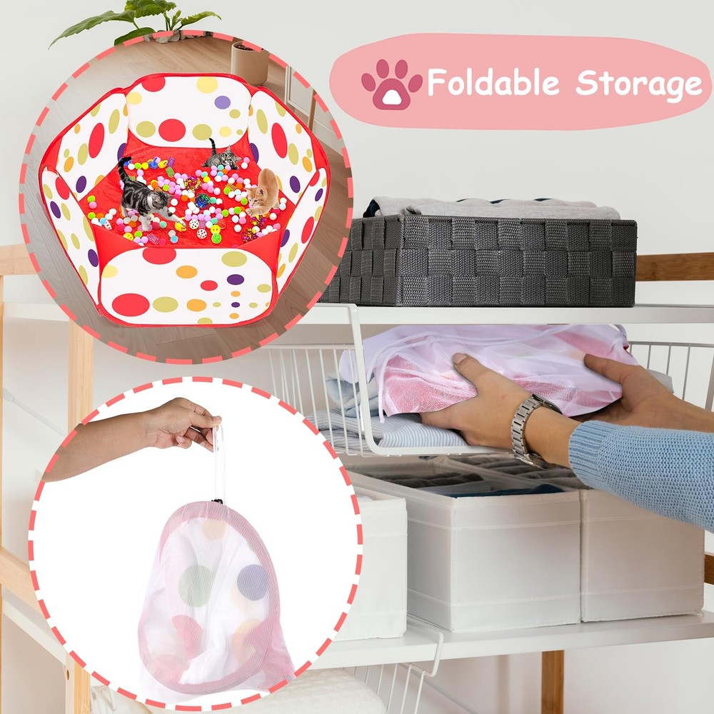 Cat Ball Pit for Cats, Include 226 Pcs Interactive Toy Indoor Red