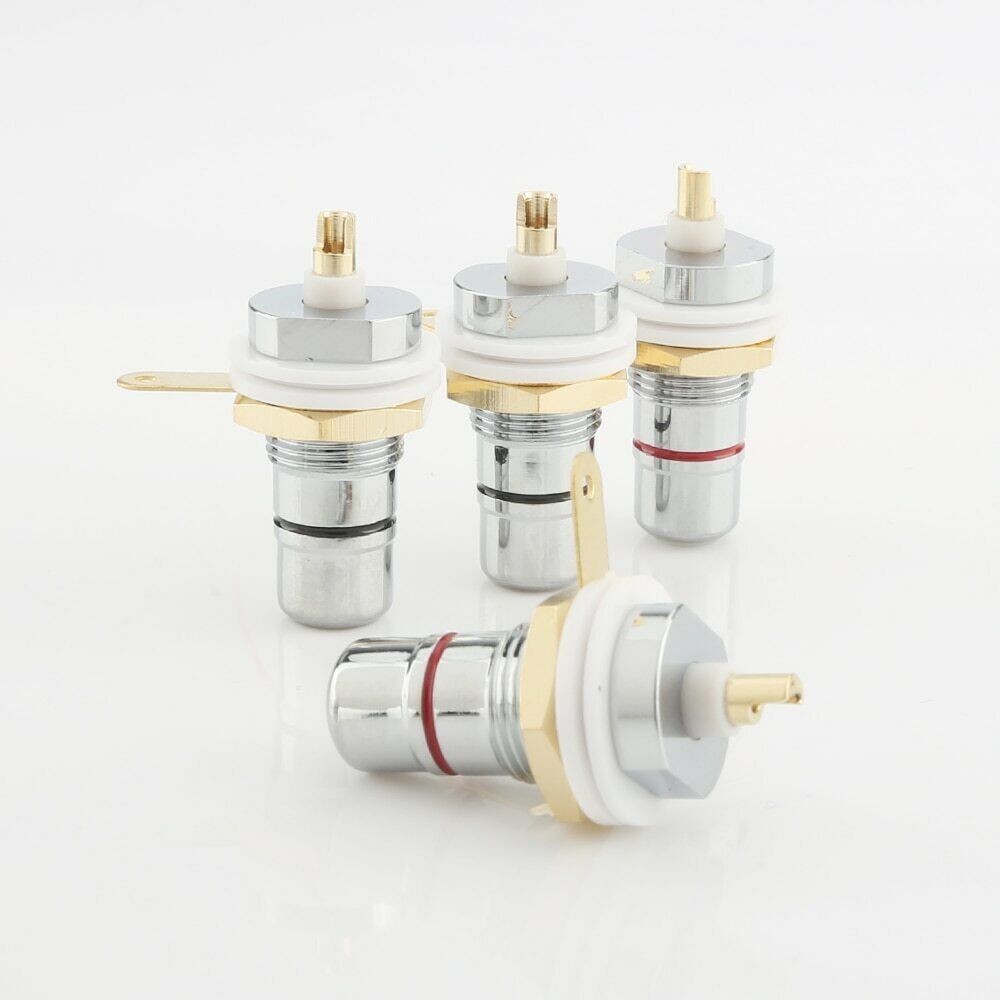 4pcs Rhodium Plated RCA Female Socket HIFI Amplifier Panel Mount Audio Terminal