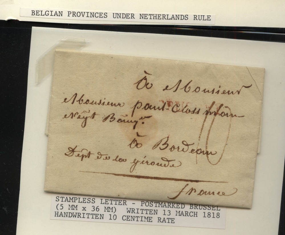Belgium  stampless  folded  letter   1818       MS0127