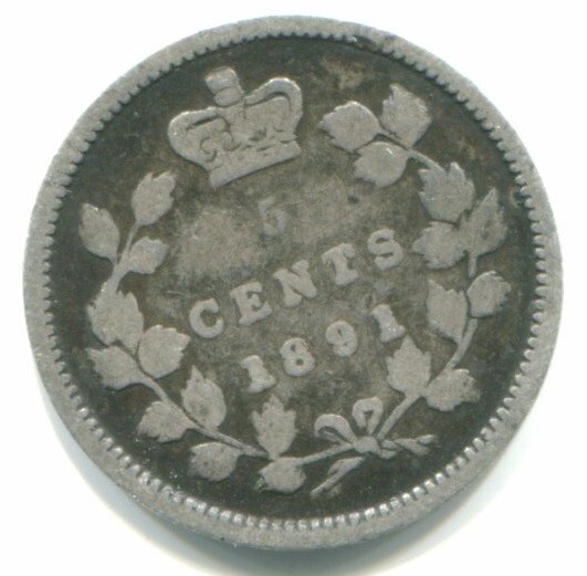 1891 Canada Silver Five Cent  / 5 Cent !!