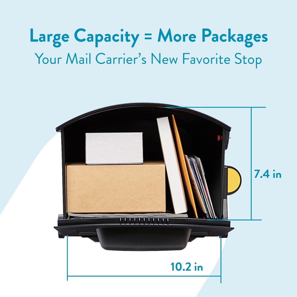 NIB Architectural Mailboxes Patriot Plastic, Large, Post-Mount Mailbox in Black