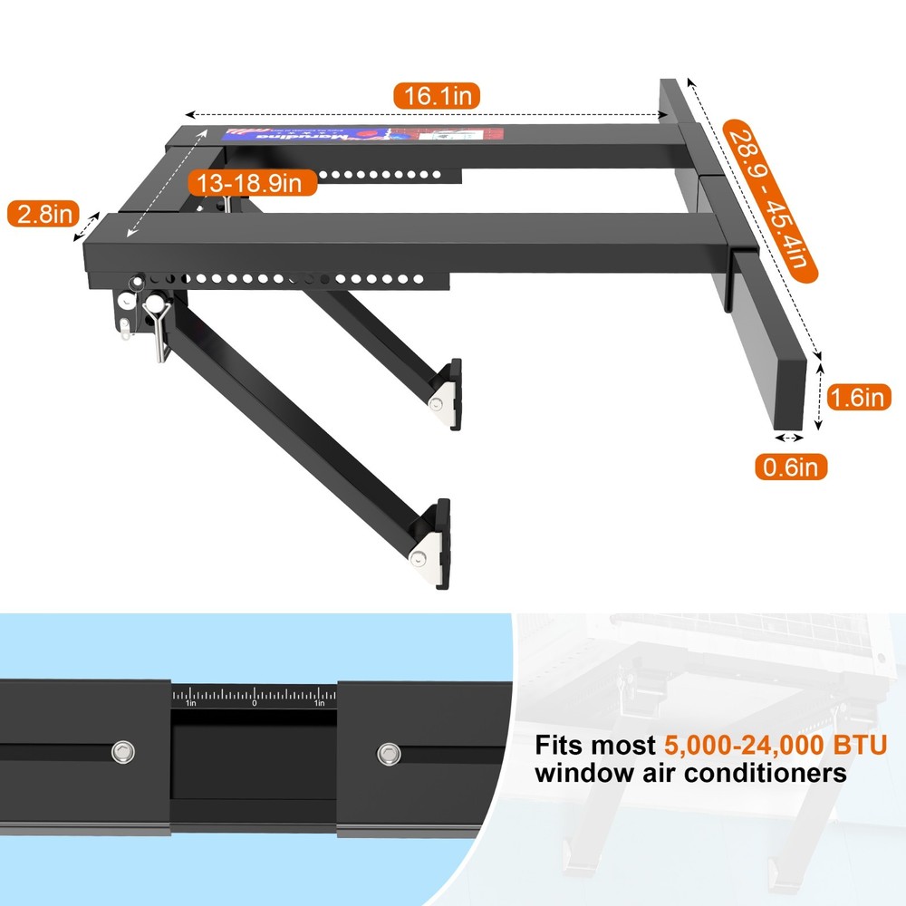 Adjustable Window AC Bracket, Quick Installation in 3minutes Without Drilling
