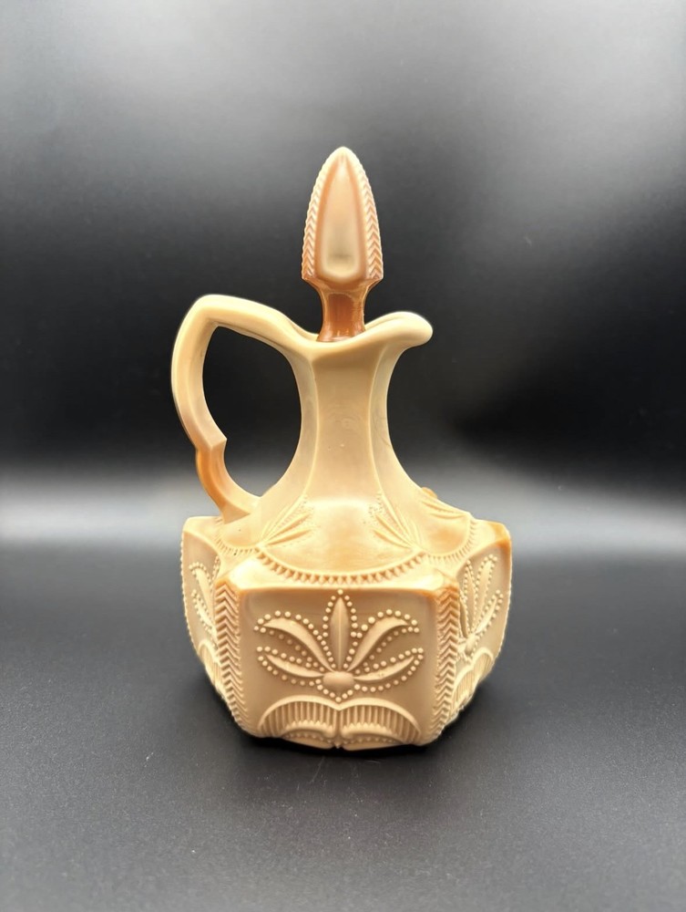 Antique Greentown chocolate glass cactus pattern cruet