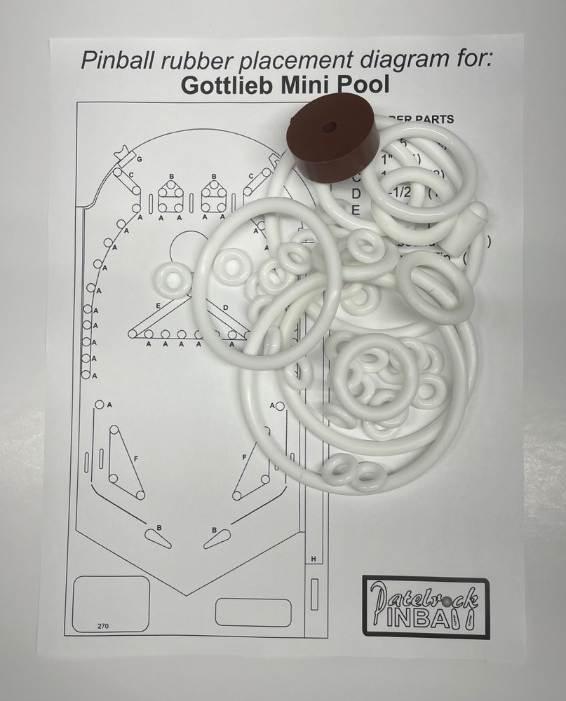 1969 Gottlieb Mini Pool Pinball Machine Rubber Ring Kit