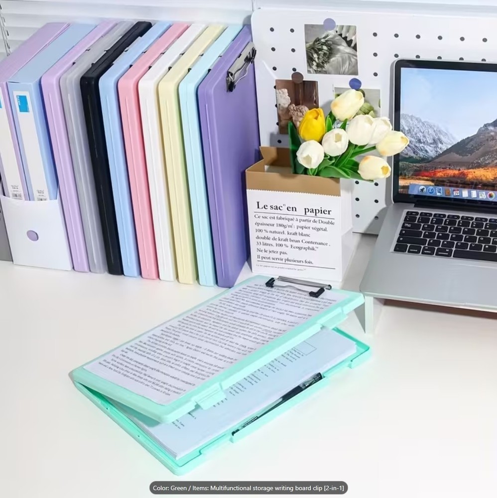 Clipboard with Storage A4 File Folder Storage Green