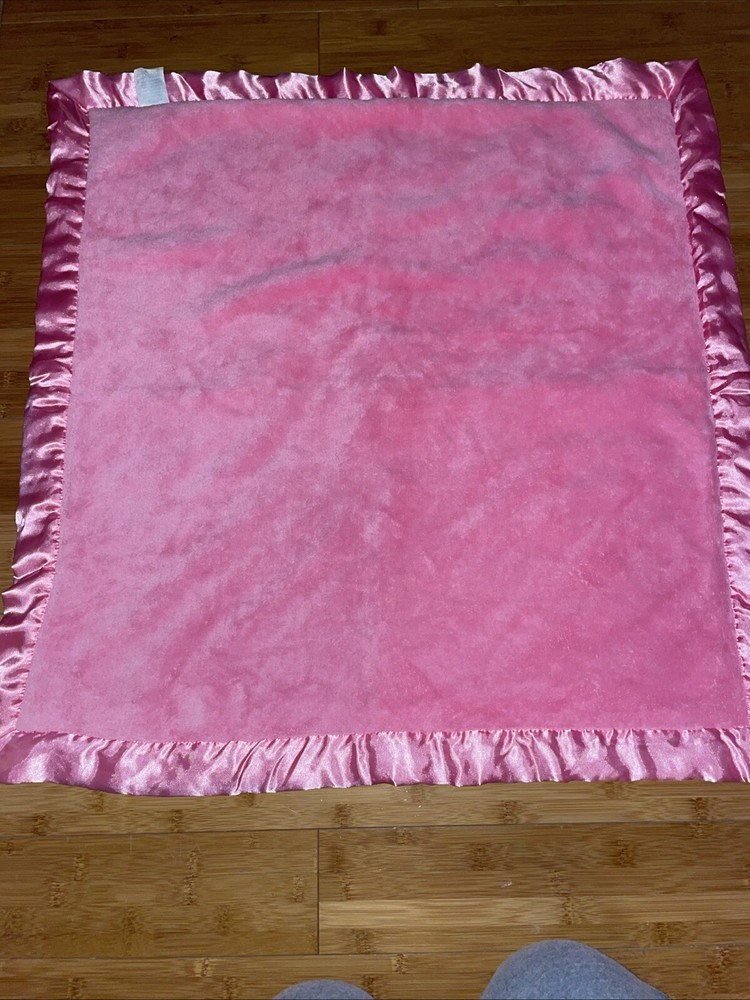 AD Sutton Son Pink Blue White Patchwork Elephant Baby Blanket Satin Minky Dot