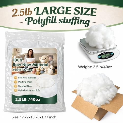 Pillow Stuffing 2.5lb/40oz, Polyfill Stuffing for Stuffed Animals, 2.5 Pounds