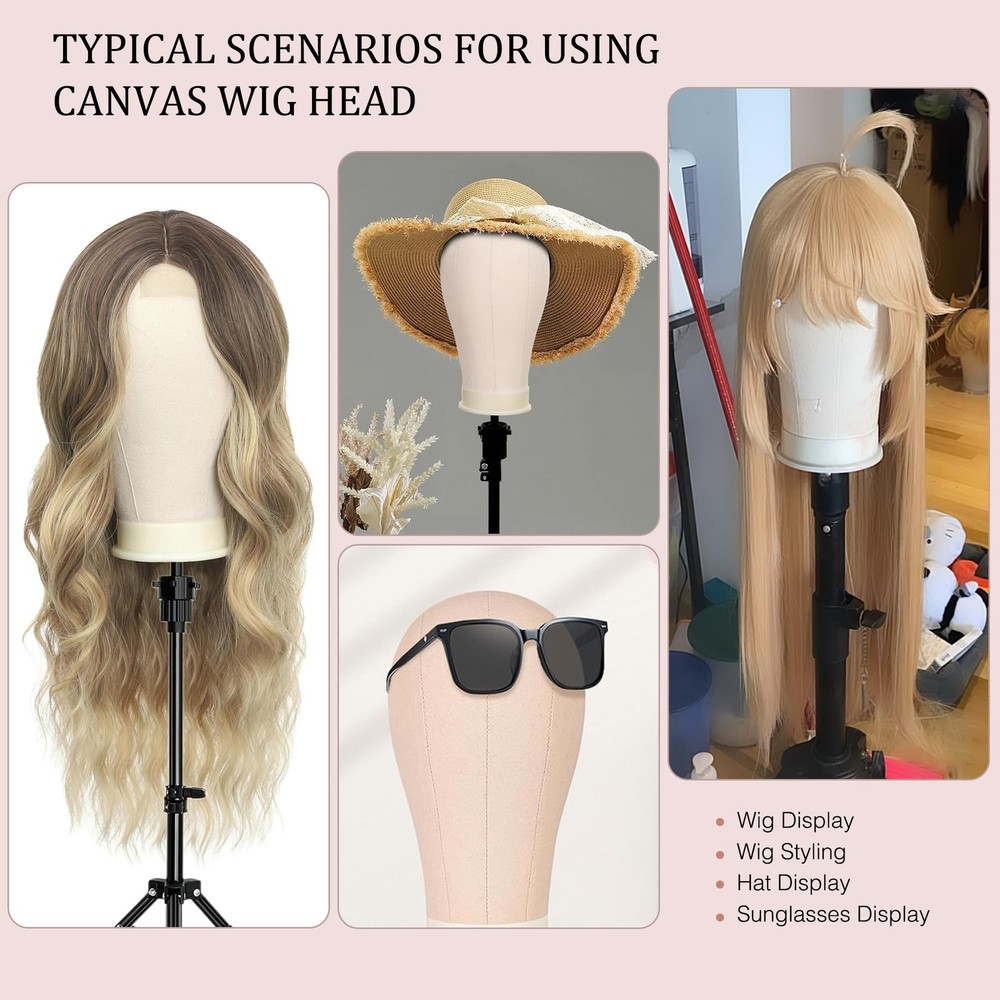 22 Canvas Block Mannequin Head Wig Making Styling Display Mount Hole