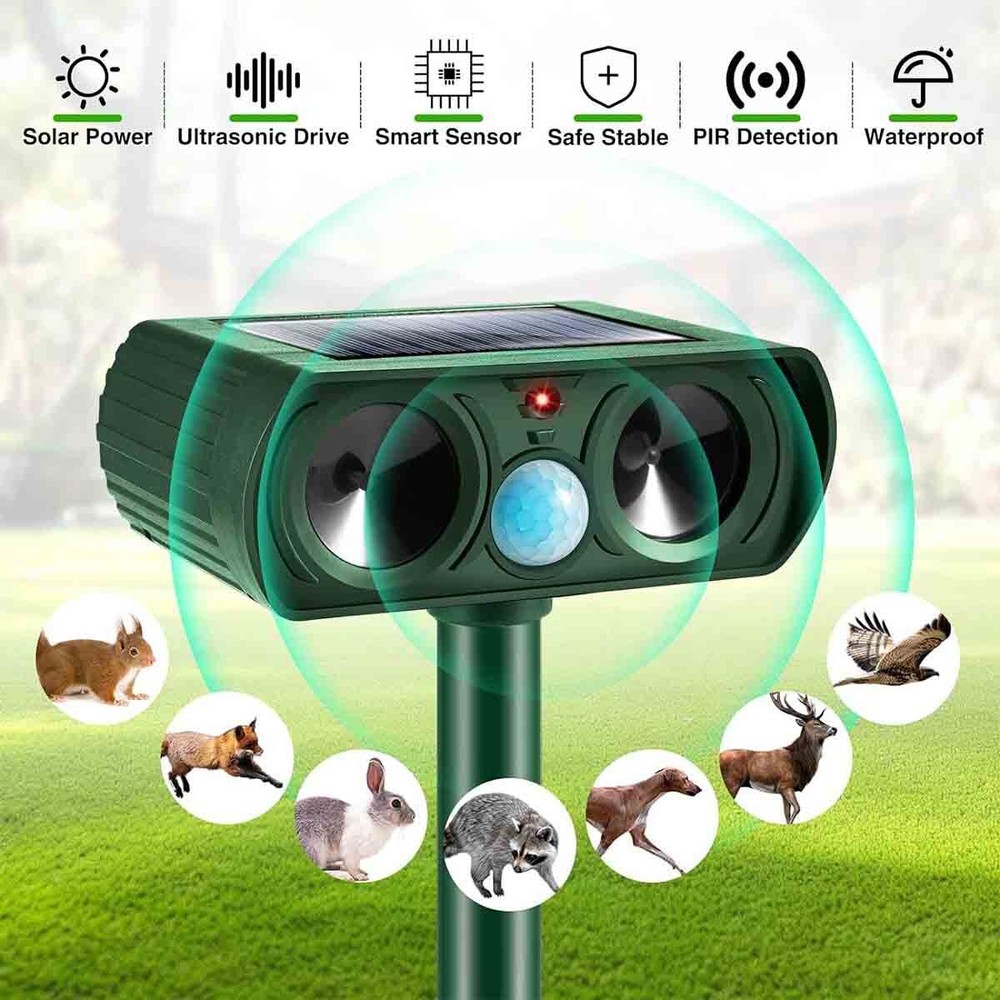 Solar Ultrasonic Bird Repellers Pest Control Scarer Deterrent Fox Motion Sensor