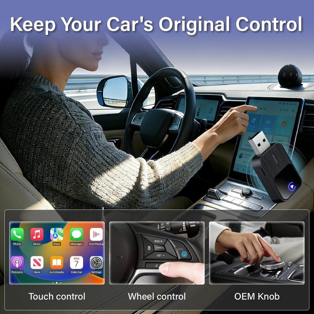 2026 Upgraded Wireless CarPlay Adapter for iPhone & Android Auto