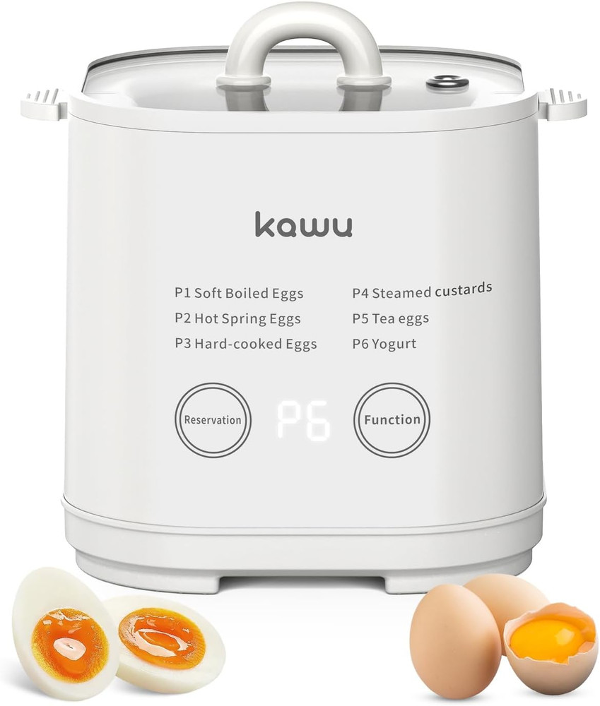 6-Function Egg Cooker for Hard Boiled Eggs, Egg Boiler with Timer, Egg Cooker fo