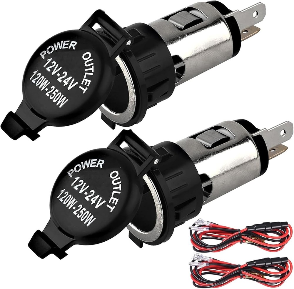 2 Pack Cigarette Lighter Socket, 12V Waterproof Power Outlet Replacement Plu