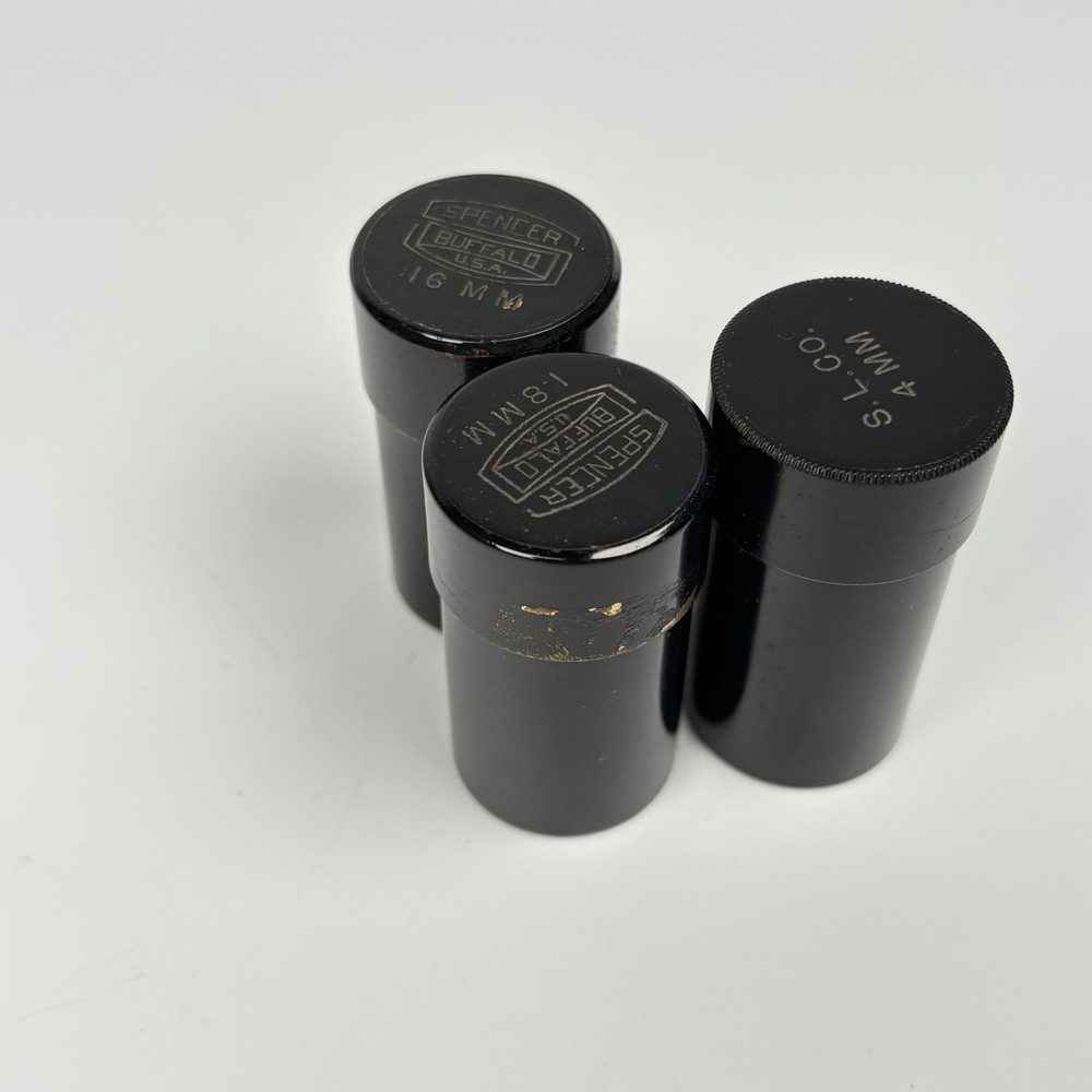 Spencer Buffalo Microscope Monocular + 3 Objectives & Case circa 1918 Antique